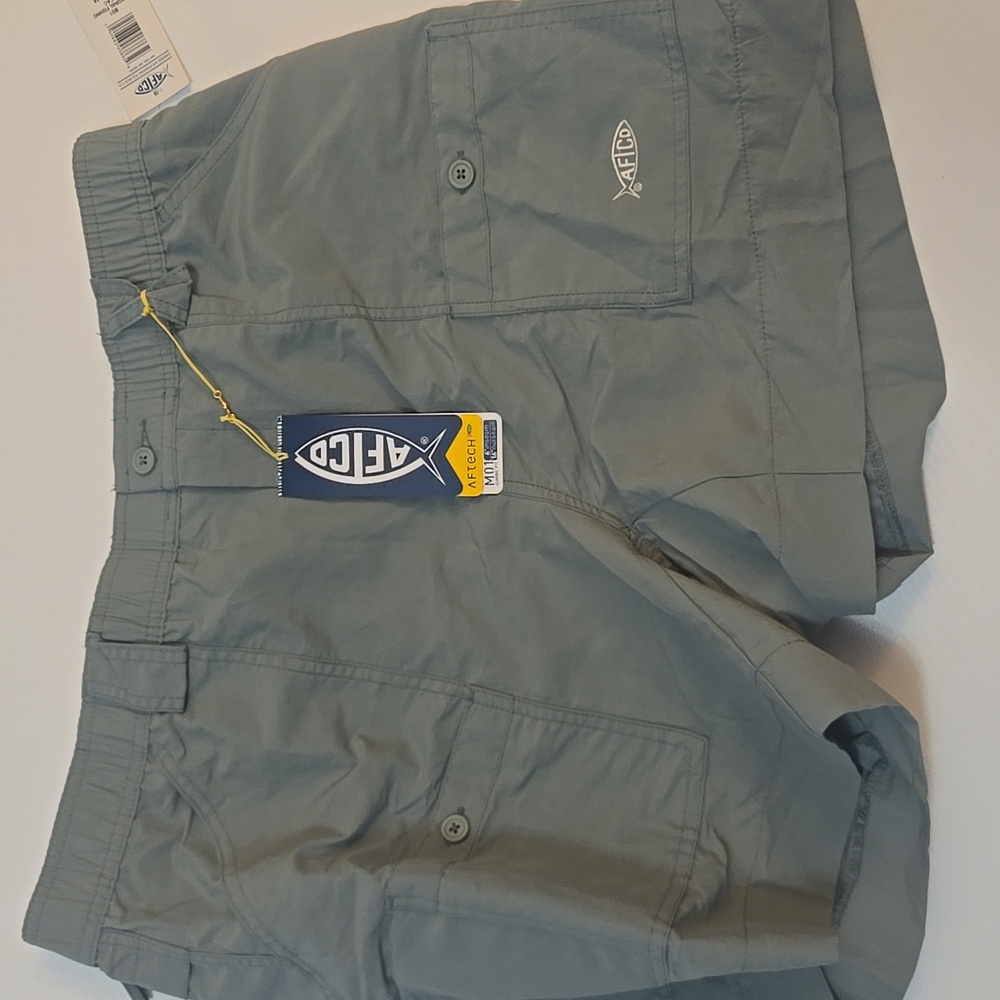 AFTCO Men's Olive Cargo Fishing Shorts Light Weight Water Resist